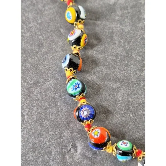 Vintage Original Murano Millefiori Art Glass Bead Necklace & Bracelet - Picture 8 of 16